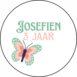Traktatiestickers | + naam + leeftijd | vlinder | 24 stuks