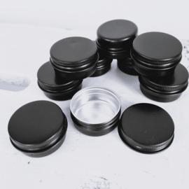 Zwarte blikjes | 20 ml | met schroefdop | vanaf 5 stuks
