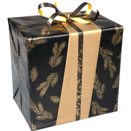 Inpakpapier luxe | zwart/goud | 3 meter x 30 cm