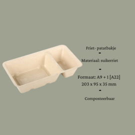 Frietbakje | Patatbakje | van suikerriet | vanaf 10 stuks