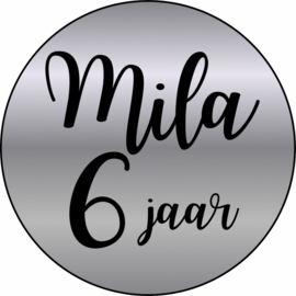 Traktatie stickers met naam en leeftijd, 5 cm, 10 stuks