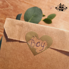 Krasstickers | hart | goud | 3 x 3,5 cm | vanaf 10 stuks