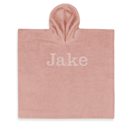 Poncho badcape met naam, sandstone pink [Funnies]