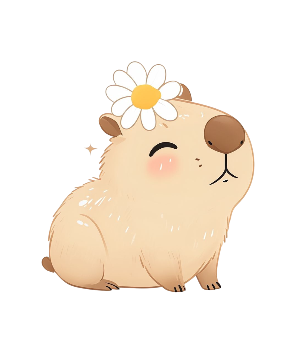 Strijk applicatie | Capibara | Daisy groot | 8 x 7 cm