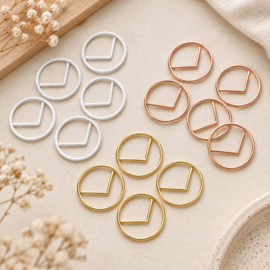 Ronde paperclips 2,5 cm – wit, roségoud & goud