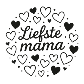 Moederdag stickers | Liefste mama met hartjes | 5 cm | vanaf 10 stuks