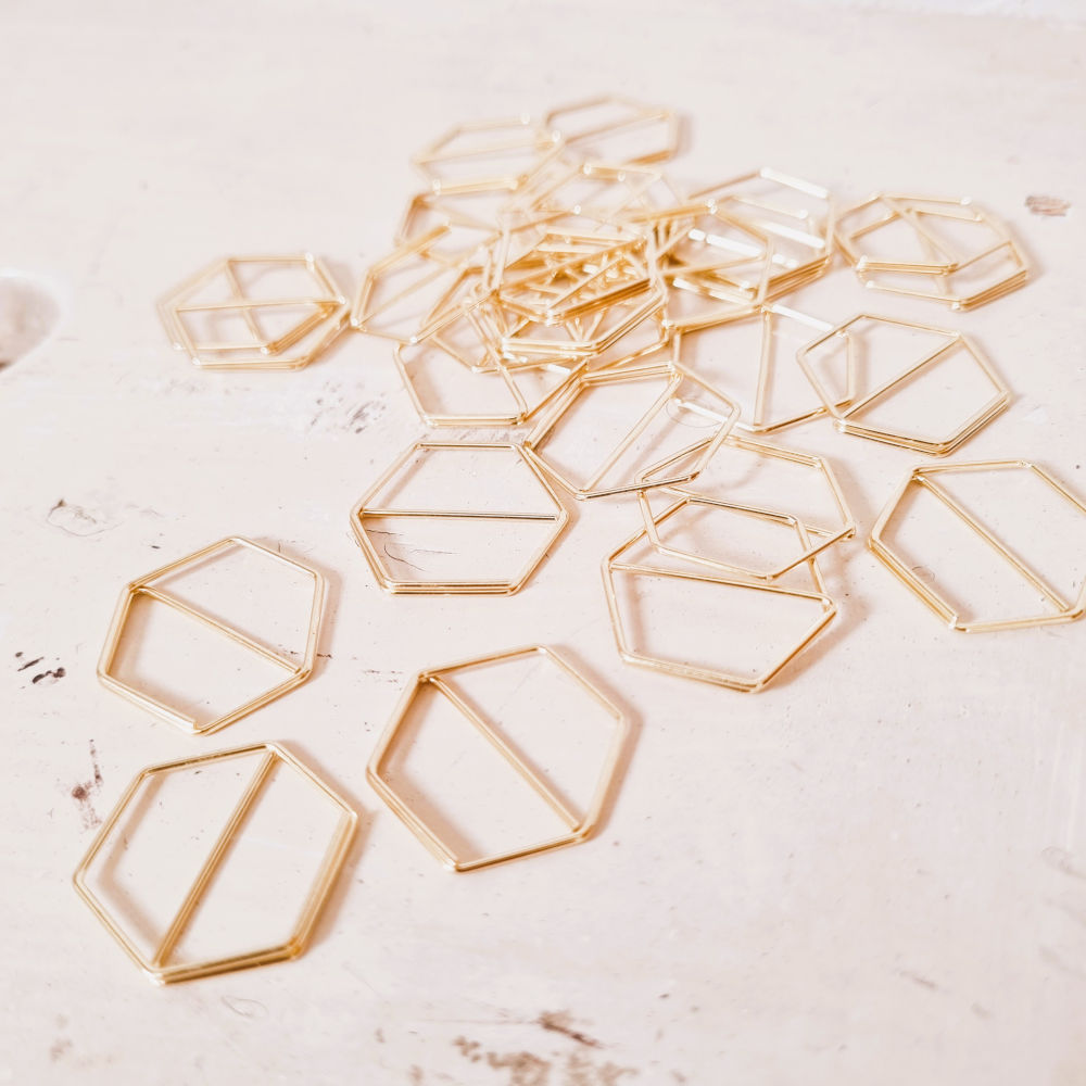 Paperclips | hexagon | goud | 2,5 x 2 cm | vanaf 25 stuks