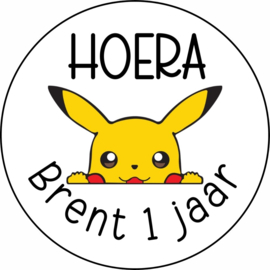 Pokemon traktatie stickers, Pikachu stickers, met naam en leeftijd, 10 stuks