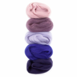 Europese Merino Lontwol – kleur set: roze/paars