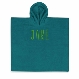 Poncho badcape met naam, lakegreen [Funnies]