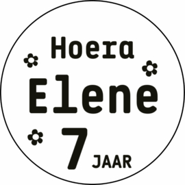 Verjaardag stickers | bloemetje | naam + leeftijd [Rond]