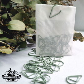 Zakje met 25 stuks - paperclips druppel "Sage Green"