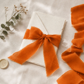 Chiffon Zijdelint Cognac – Gerafeld (5 meter)
