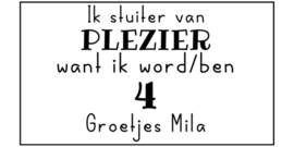 Traktatiestickers | ik stuiter van plezier want ik word/ben 4 | 6 x 3 cm | 10 stuks