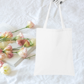 Katoenen tas | smiley + naam | met lange hengsels