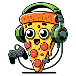 Strijk applicatie | Pizza Gamer | 17,5 x 15 cm