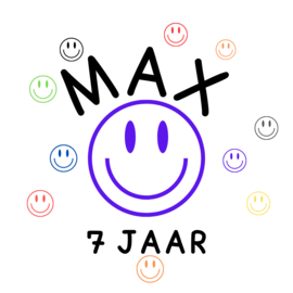 Gepersonaliseerde smiley traktatiestickers met naam en leeftijd