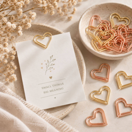 Hartvormige paperclips – 2,2 × 2,5 cm - goud & roségoud