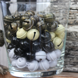 Kerstbelletjes met geluid | zwart - wit - brons - ivoor | 5 stuks