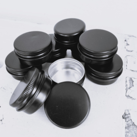Zwarte blikjes | 20 ml | met schroefdop | vanaf 5 stuks