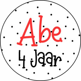 Naam stickers | polkadots + leeftijd | 3,5 cm