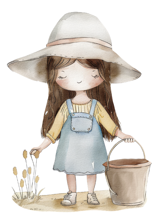 Strijk applicatie | Farm girl met 1 emmertje | 7,5 x 5,5 cm