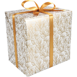 Inpakpapier luxe | wit/goud | 3 meter x 30 cm