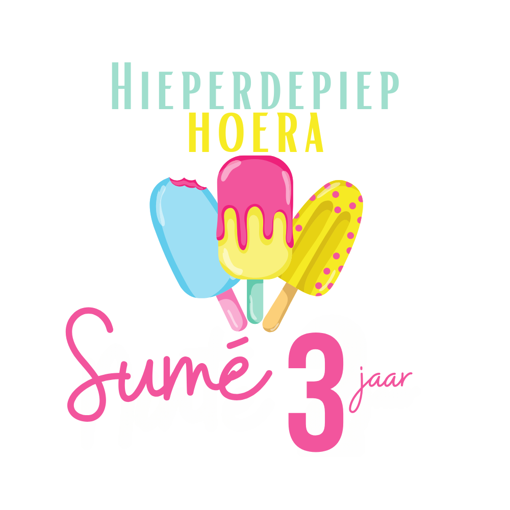Traktatie sticker | Ijsje + naam + leeftijd | 5 cm | vanaf 10 stuks
