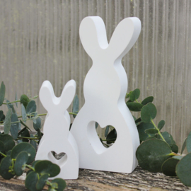 Paashazen wit - Pasen - Paasversiering - Konijntjes - 2 maten