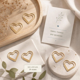 Hartvormige paperclips – 2,2 × 2,5 cm - goud & roségoud