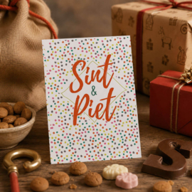 Dubbele Sinterklaas Wenskaart "Sint & Piet " Inclusief Envelop 16,5 x 11,5 cm