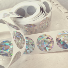 Krasstickers | holografisch zilver | rond | 2,5 cm | vanaf 10 stuks