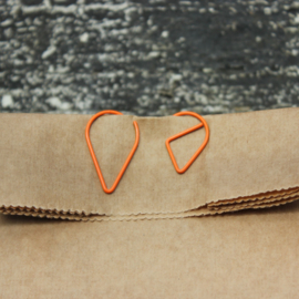 Druppelvormige paperclips, oranje, 2,5 x 1,5 cm, 25 stuks