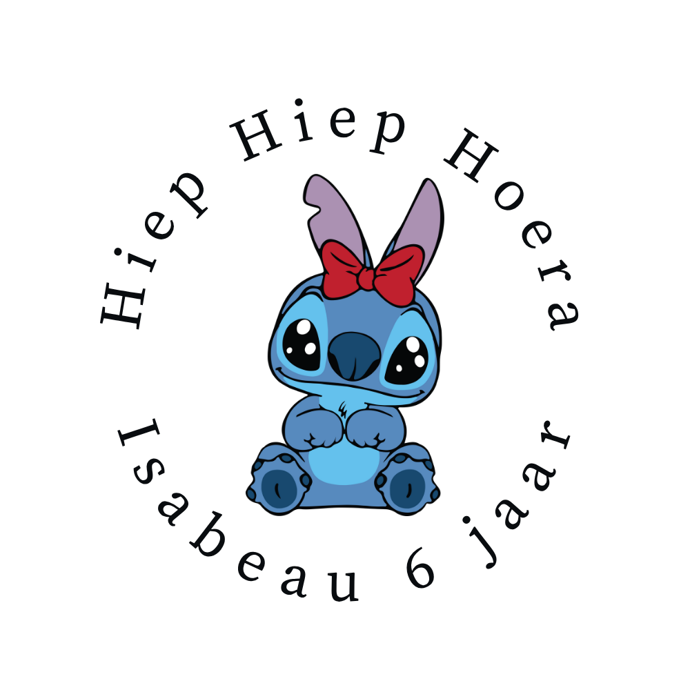 Traktatie sticker | Lilo & Stitch [strikje] | + naam + leeftijd | 5 cm | vanaf 10 stuks