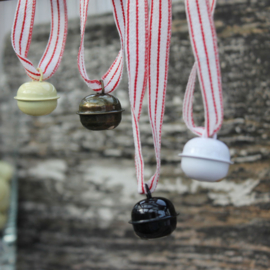 Kerstbelletjes met geluid | zwart - wit - brons - ivoor | 5 stuks