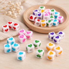 Acryl hartjeskralen – 6 mm – 6 kleuren – 10 stuks