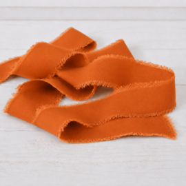 Chiffon Zijdelint Cognac – Gerafeld (5 meter)