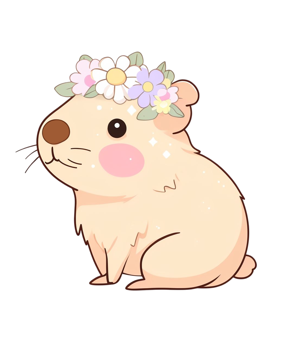 Strijk applicatie | Capibara | bloemenkrans | 7 x 8 cm