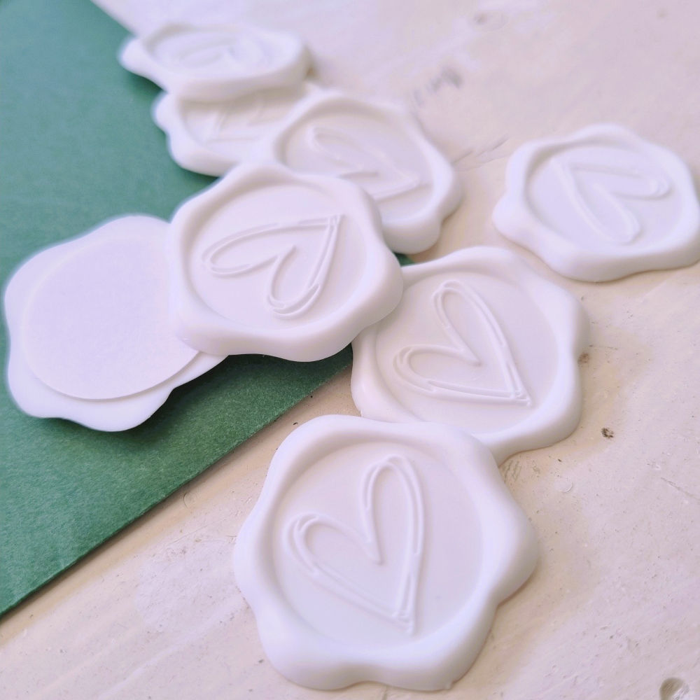 Wax zegel  | wit | hartje | 25 stuks