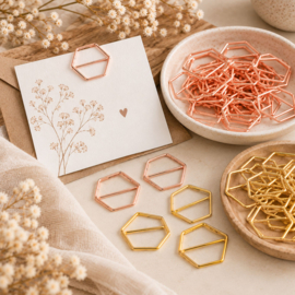 Hexagon paperclips 2,5 × 2,5 cm – goud & roségoud