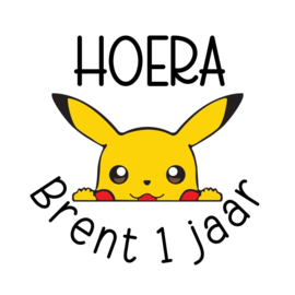 Pokemon traktatie stickers, Pikachu stickers, met naam en leeftijd, 10 stuks