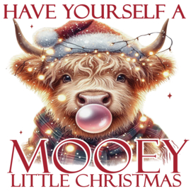 Strijk applicatie | Have yourself a MOOEY little christmas | 23 x 20 cm