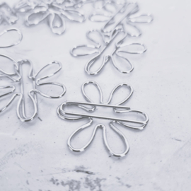 Paperclips | bloem | zilver | 2,5 x 2,5 cm | vanaf 25 stuks