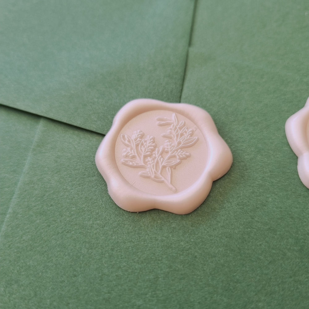 Wax zegel  | blush roze | eucalyptus | 25 stuks