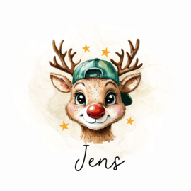 Gepersonaliseerde Kerststicker met Naam "Hertje"