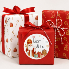 Gepersonaliseerd Sinterklaas Sticker traditioneel met Naam [wit]
