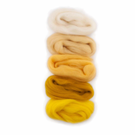 Europese Merino Lontwol – kleur set: wit/geel