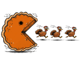 Strijk applicatie | Pacman kalkoenen jacht | 2 maten