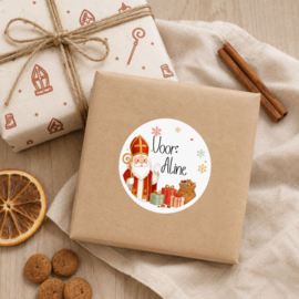 Gepersonaliseerd Sinterklaas Sticker traditioneel met Naam [wit]