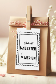 Label sticker | bedankt Meester + naam | 15 x 10 cm | vanaf 5 stuks